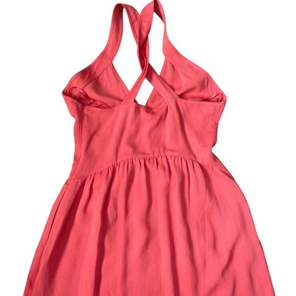 Reiss Orla Cross Front Halter Neck Midi Dress in Coral Pockets Size 10 - Picture 12 of 12